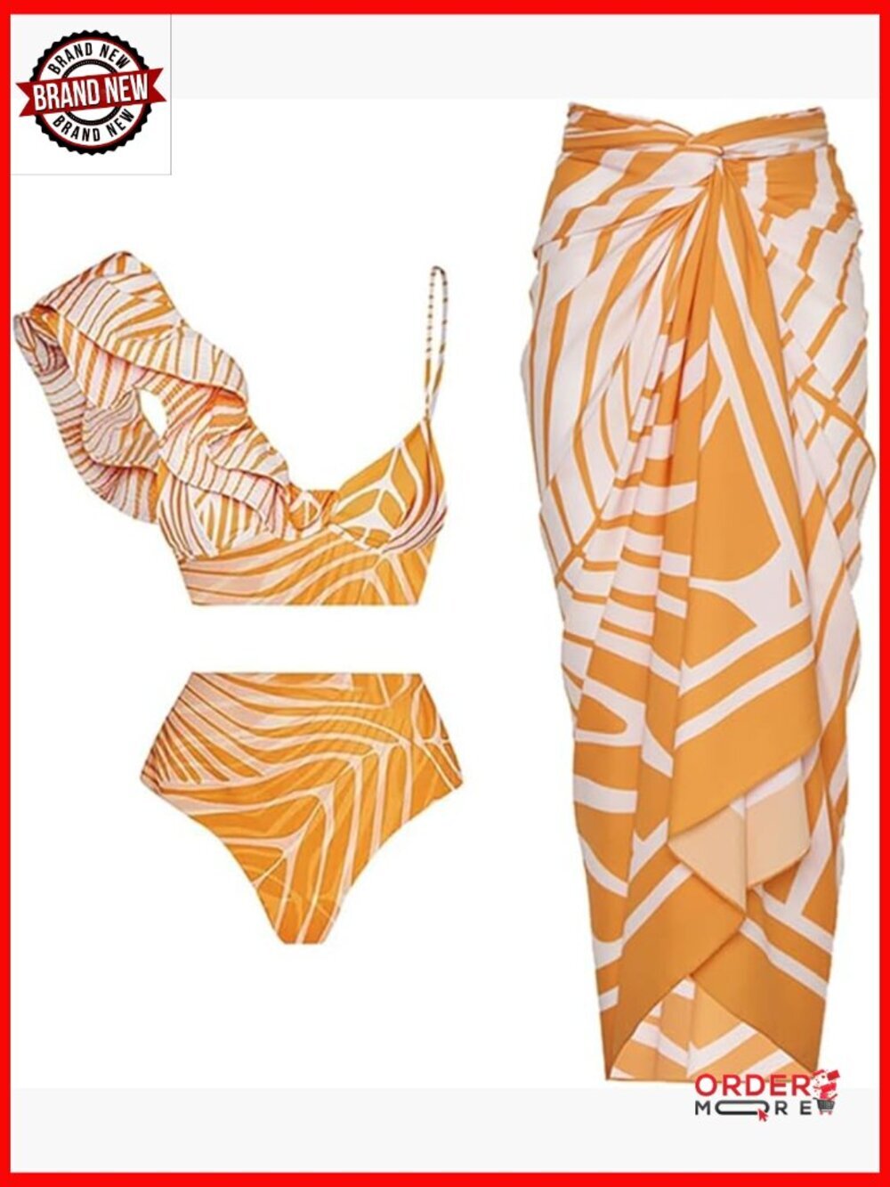 Women's One Piece Swimsuit with Wrap Skirt Cover Up Set Floral Retro Bathing